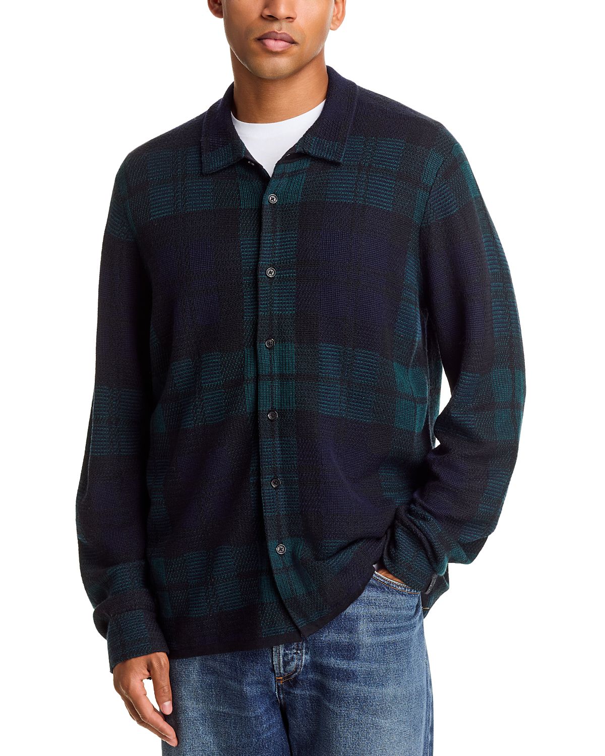 rag & bone Dalton Knit Plaid Wool Shirt