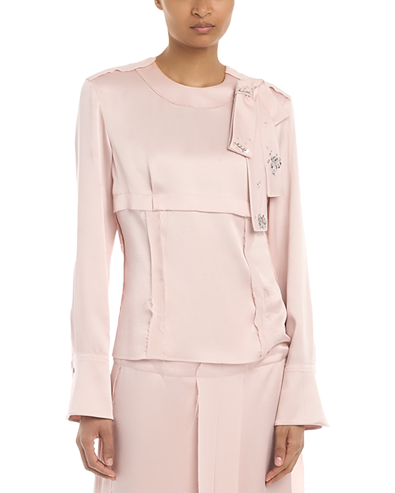 Erdem Satin Cady Long Sleeve Shirt