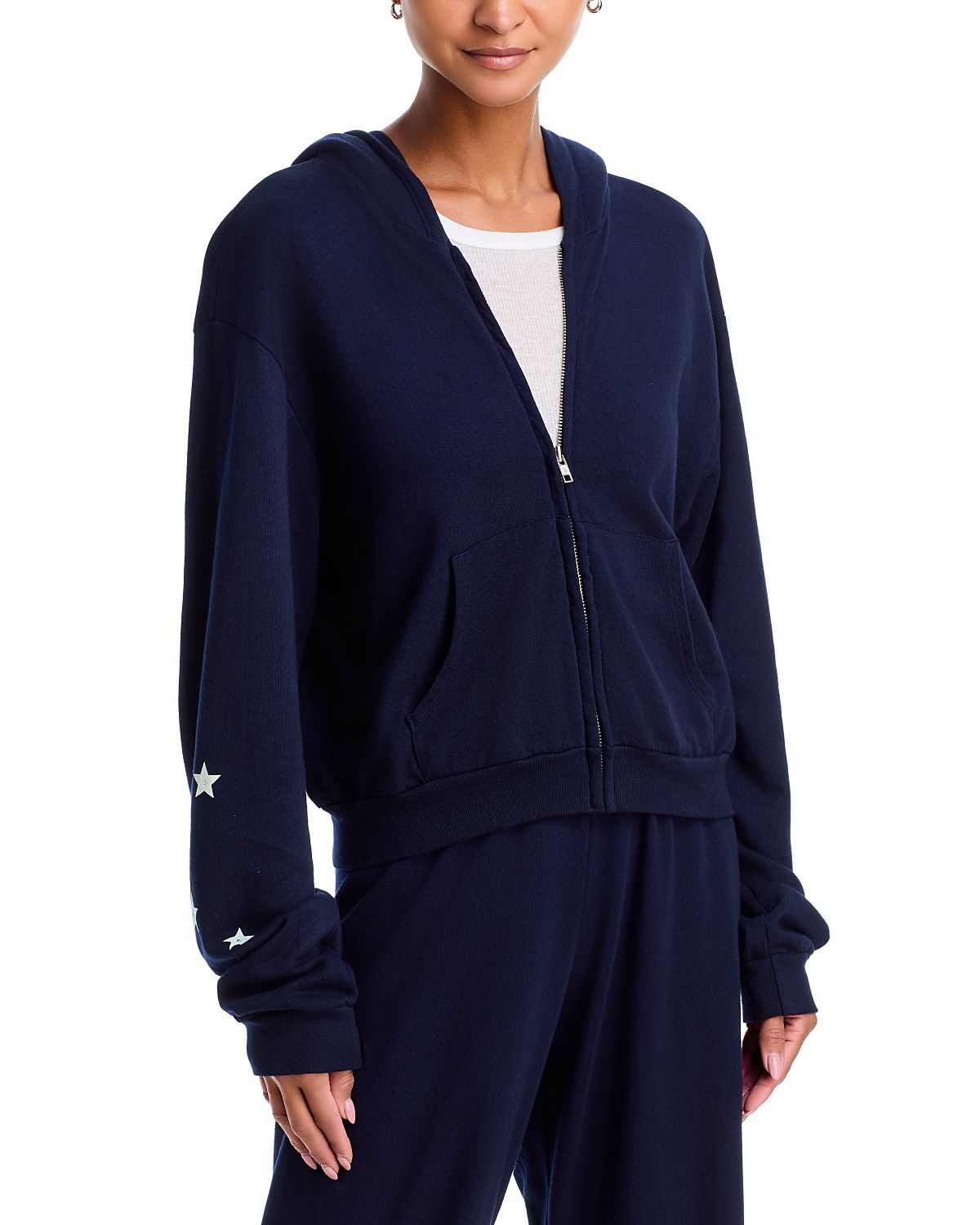 Aqua Crop Zip Hooded Cotton Sweatshirt - Exclusive