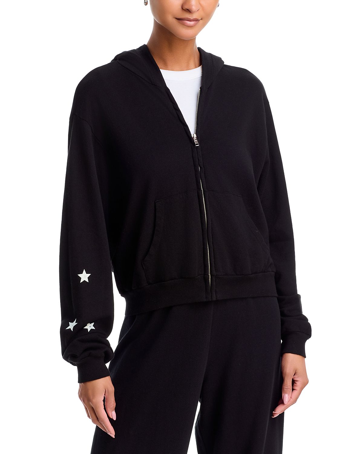 Aqua Crop Zip Hooded Cotton Sweatshirt - Exclusive