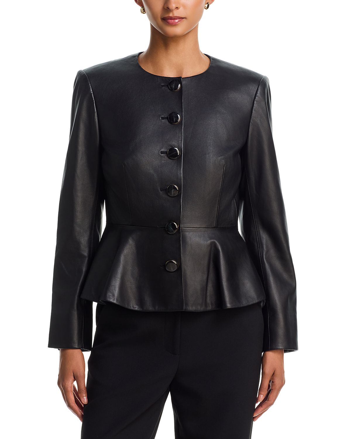 Veronica Beard Quinn Peplum Leather Jacket