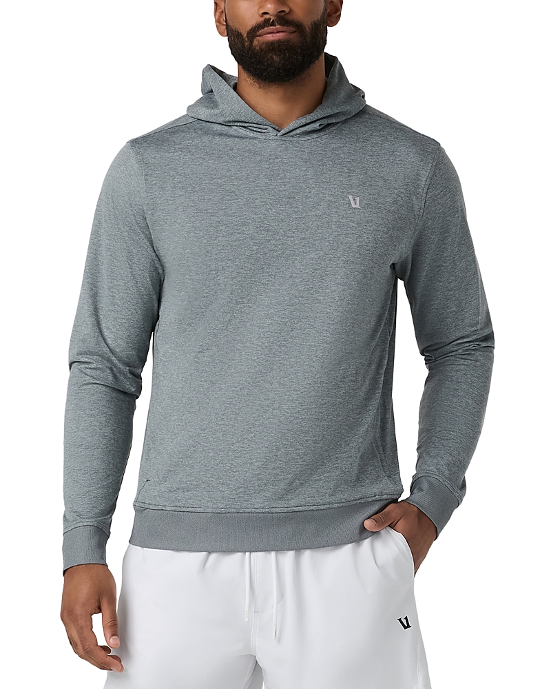 Vuori Ponto Moisture Wicking Pullover Hoodie in Black Heather