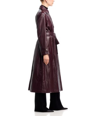 Belted Faux Leather Raincoat - thumbnail 5
