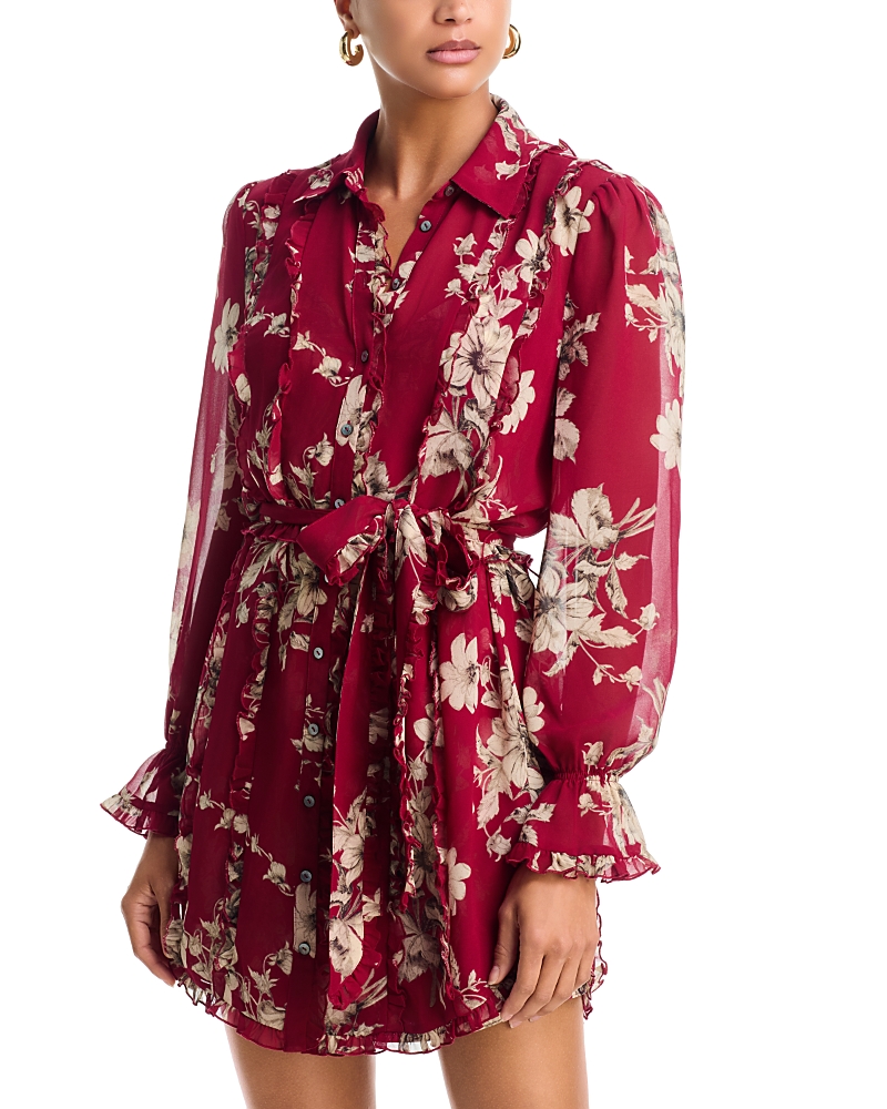 Cinq a Sept Hand Sketched Floral Shirt Dress