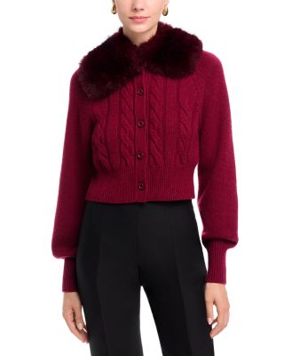 Rita Faux Fur Collar Cable Knit Cardigan