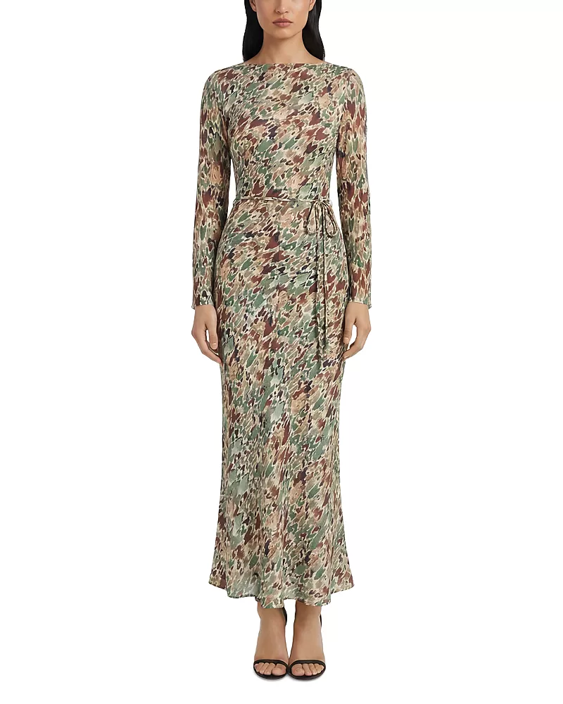 Donna Morgan Long Sleeve Printed Dress