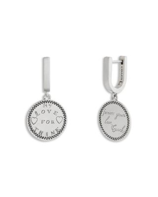 Runway My Love Coin Charm Huggie Hoop Earrings