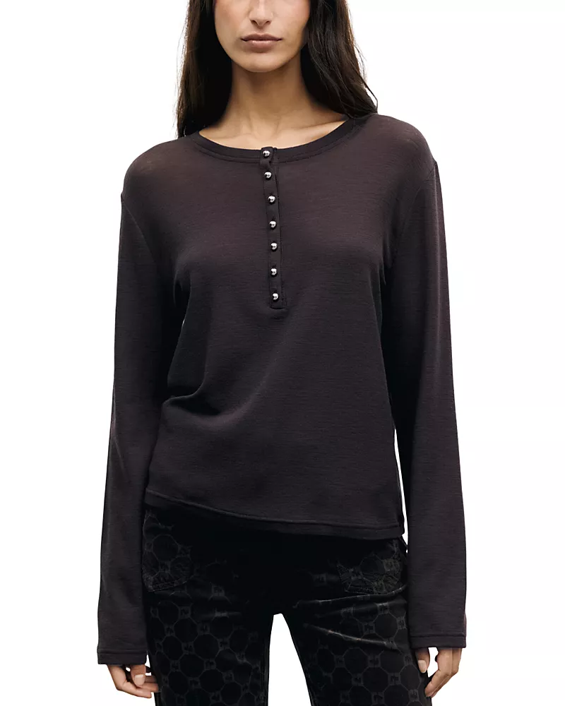 Gerard Darel Balie Wool Half Button T Shirt