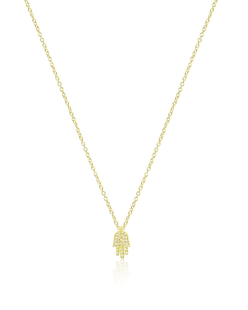 Meira T 14K Yellow Gold Diamond Hamsa Hand Pendant Necklace, 0.07 tcw