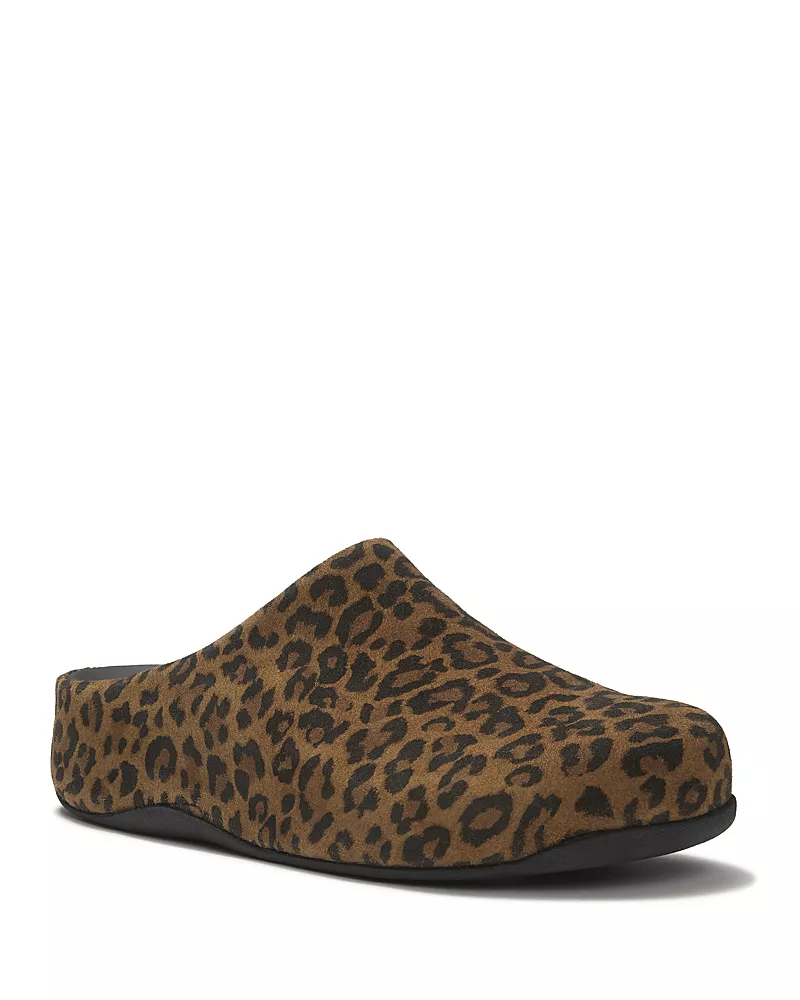 FitFlop Women's Shuv Suede Leopard Print Clogs