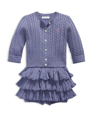 Girls' Mini Cable Cotton Cardigan & Skort Set - Baby