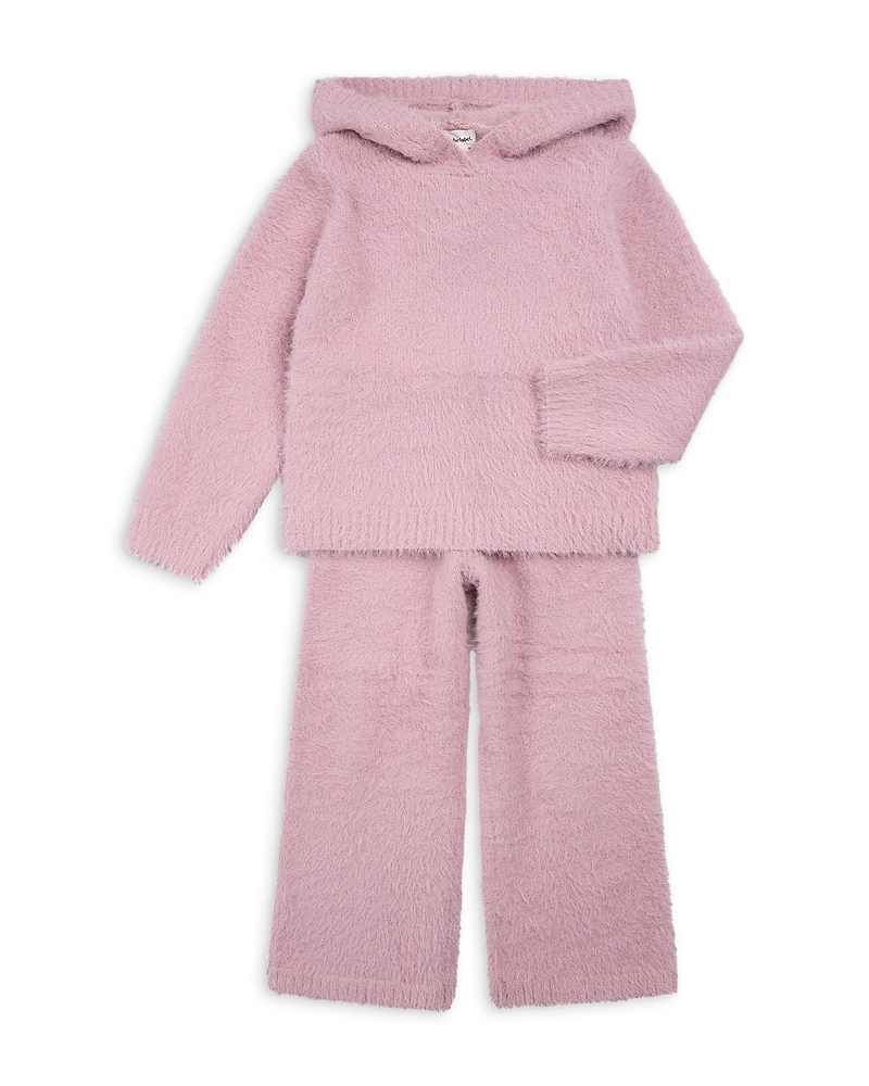 Miles The Label Girls' Feather Yarn Hoodie & Pants Set - Little Kid, Big Kid In Pink