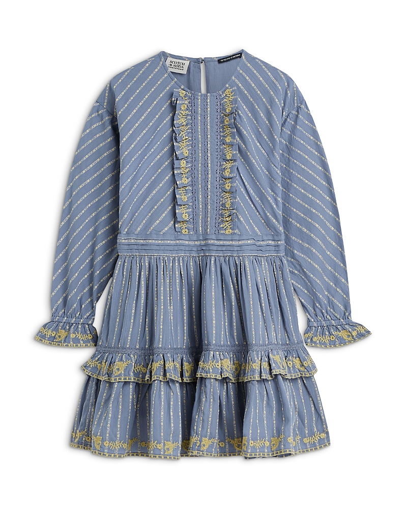 Scotch & Soda Girls' Festive Striped Dress - Little Kid, Big Kid