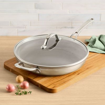 EverLast Stainless Steel Ceramic Nonstick Skillet with Helper Handle and Lid, 12.25"