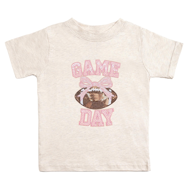 Sweet Wink Girls' Game Day Sequin Patch Short Sleeve T-Shirt - Baby, Little Kid