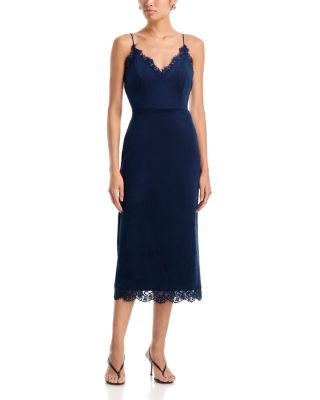 Faux Suede Lace Trim Slip Dress - Exclusive 