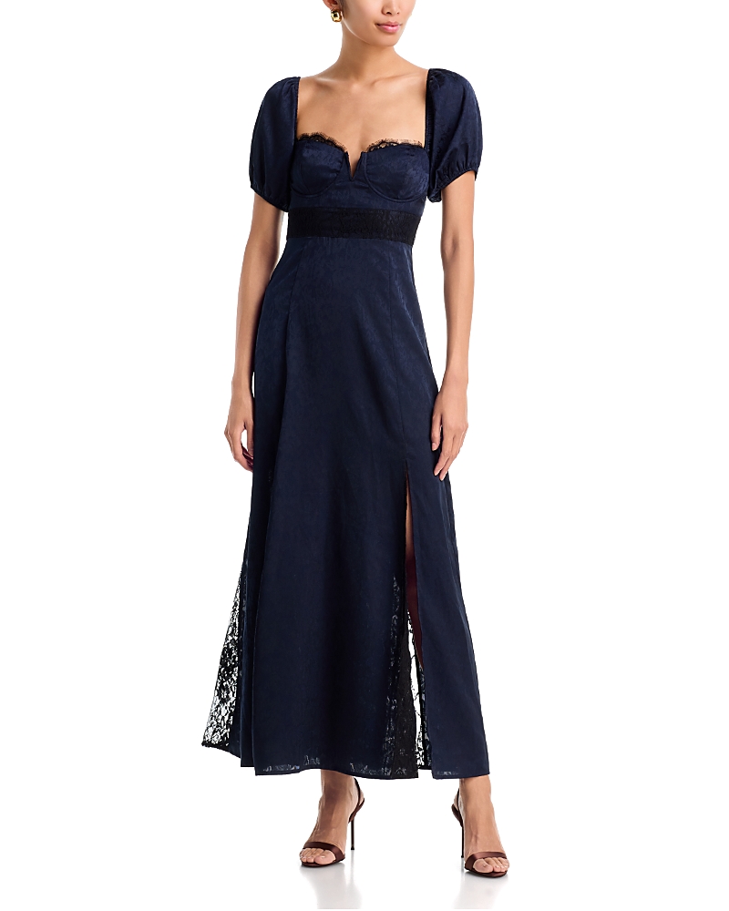 Aqua Polka Dot Lace Trim Dress - Exclusive