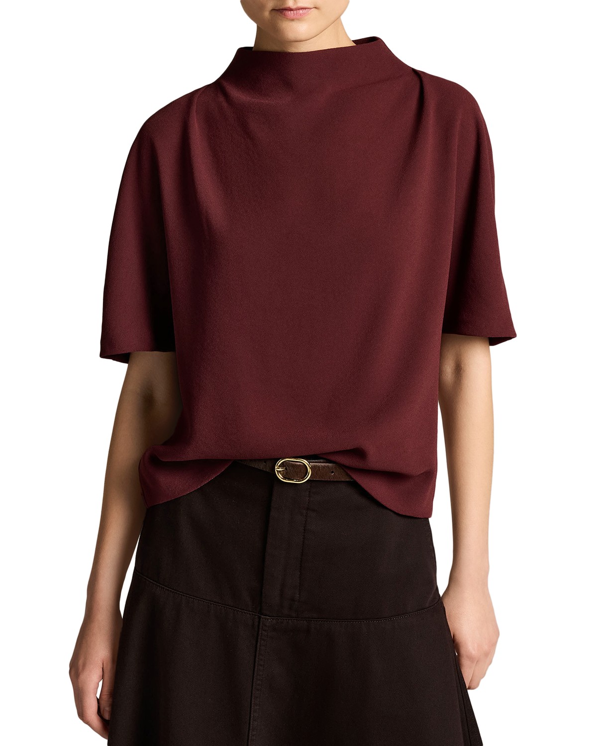 Draped Funnel Neck Top