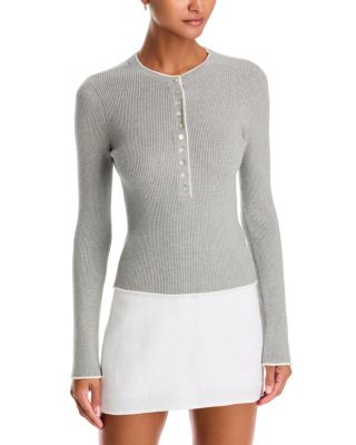 Emmeline Rib Knit Layered Henley Sweater 