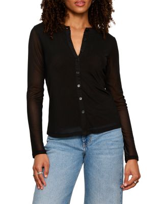 Knit Mesh Long Sleeve Cardigan