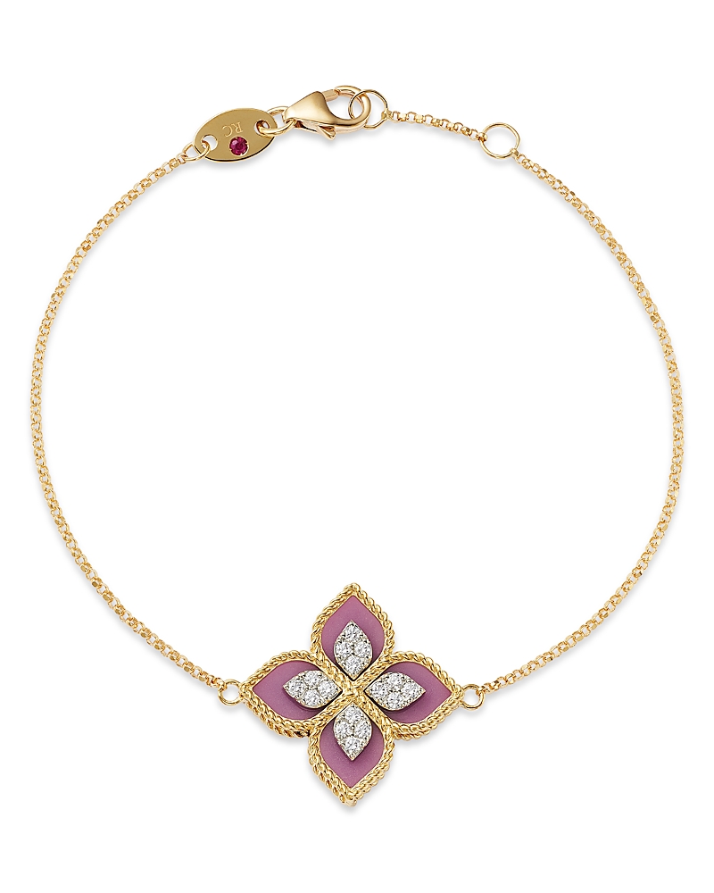 Roberto Coin 18K White & Yellow Venetian Princess Diamond & Phosphosiderite Flower Bracelet