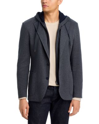 Double-Face Jersey Removable Hood Slim Fit Sport Coat