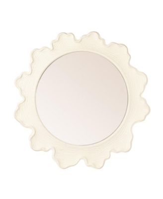  Faux Bois Round Metal Wall Mirror