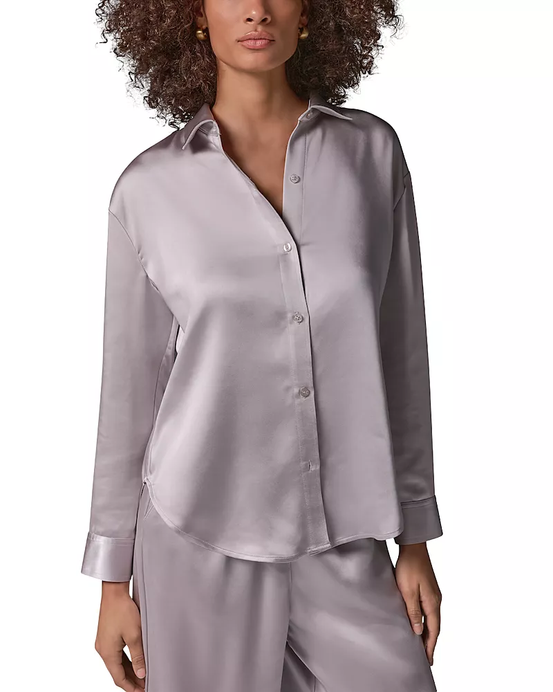 Donna Karan Weekend Satin Button Front Blouse