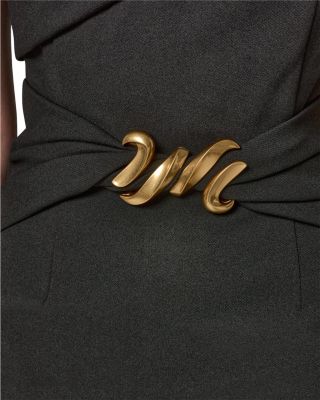 Portrait Neck Hardware Trim Sheath Dress - thumbnail 8