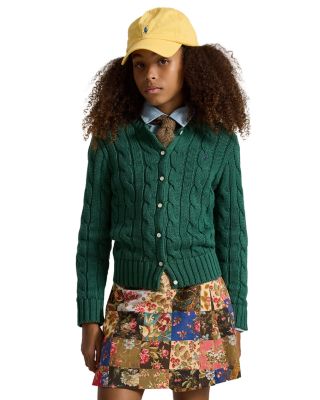 Girl's Cable Knit Cotton Cardigan - Big Kid