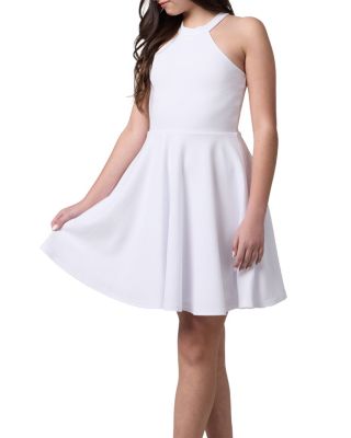 Un Deux Trois Girls' Skater Halter Dress in Longer Length- Big Kid
