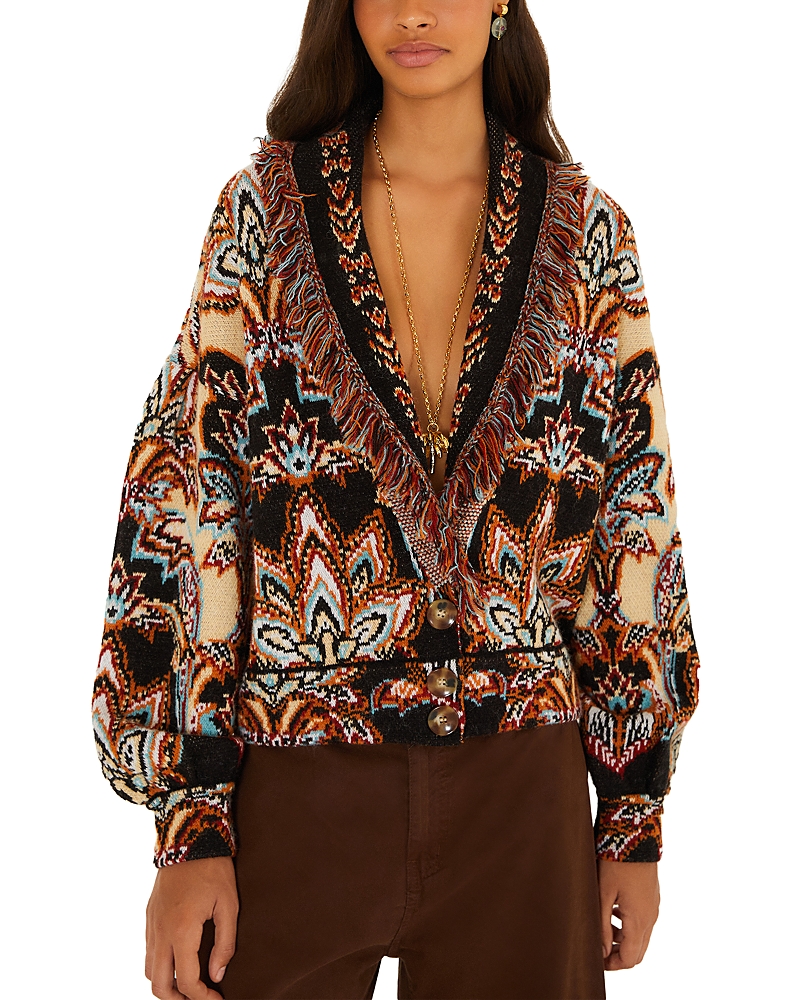 Farm Rio Tapestry Dream Knit Fringe Cardigan