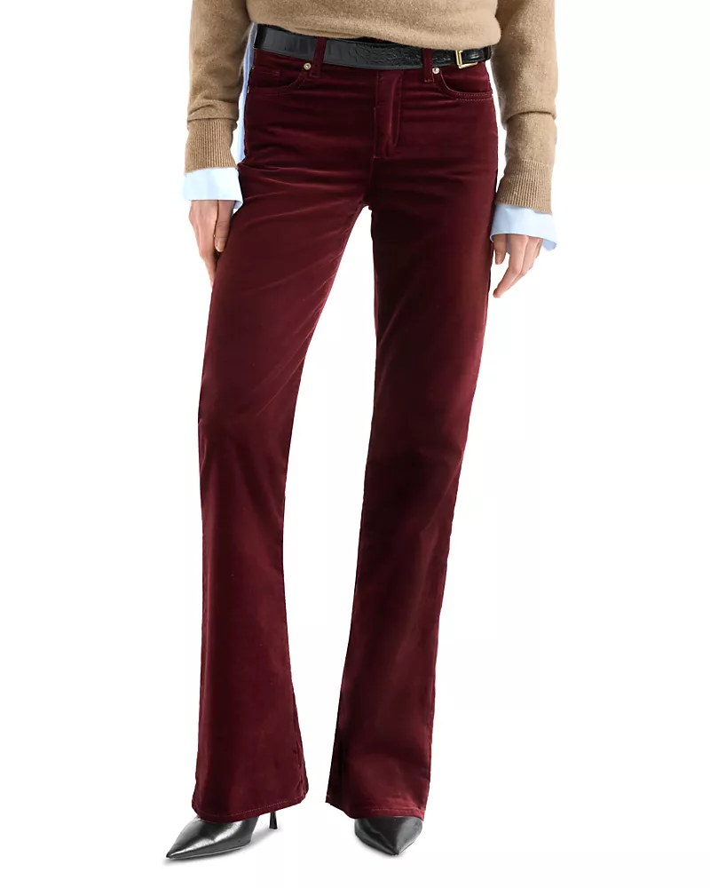 7 For All Mankind The Leggy Mid Rise Bootcut Jeans in Velvet Burgundy