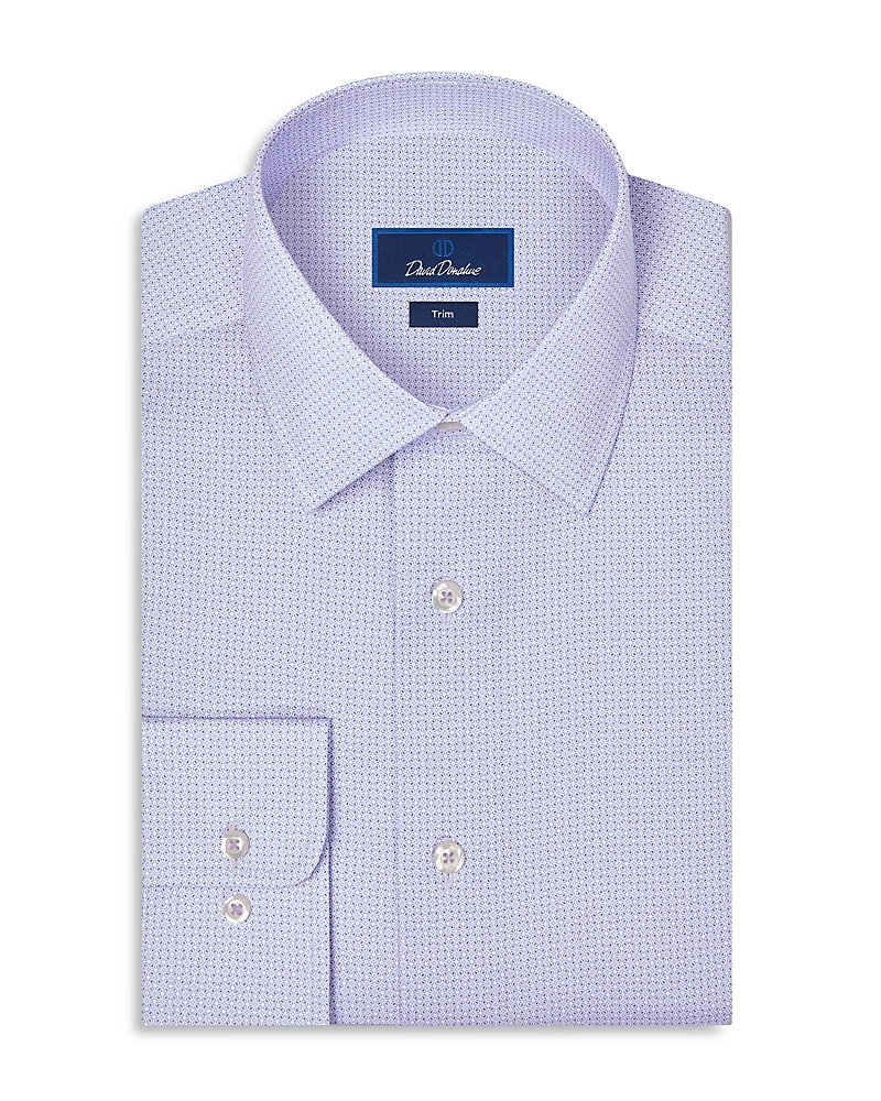 David Donahue Trim Fit Geo Print Cotton Dress Shirt