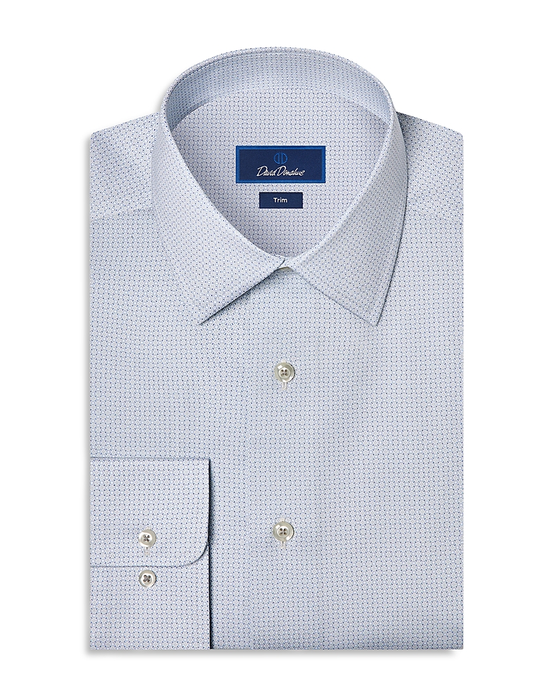 David Donahue Trim Fit Geo Print Cotton Dress Shirt