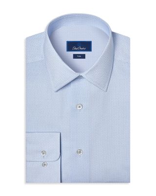 David Donahue Trim Fit Geo Print Cotton Dress Shirt