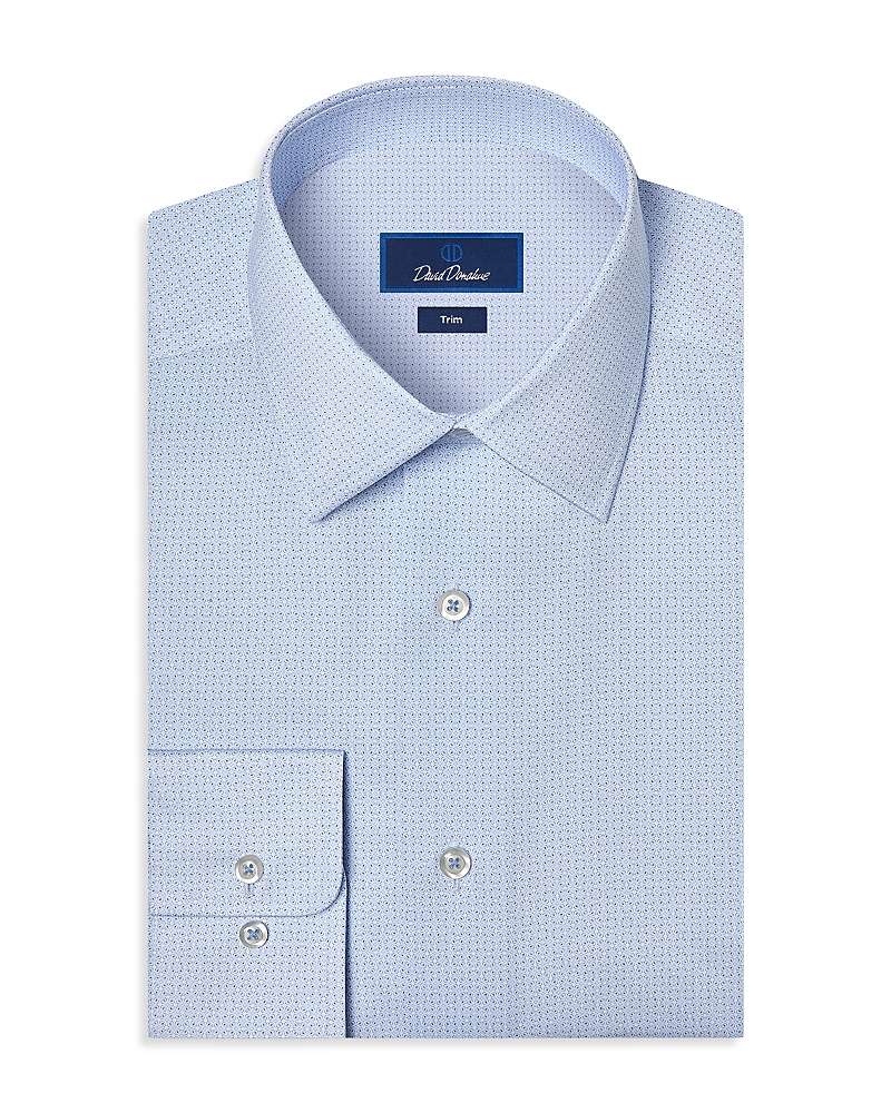 David Donahue Trim Fit Geo Print Cotton Dress Shirt