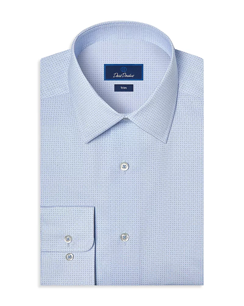 David Donahue Trim Fit Geo Print Cotton Dress Shirt