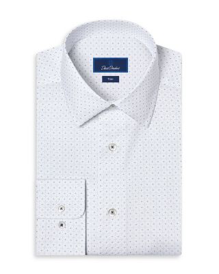 Trim Fit Neat Print Cotton Blend Dress Shirt