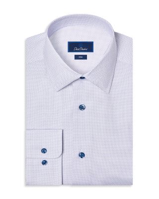 Slim Fit Stretch Micro Geo Print Dress Shirt