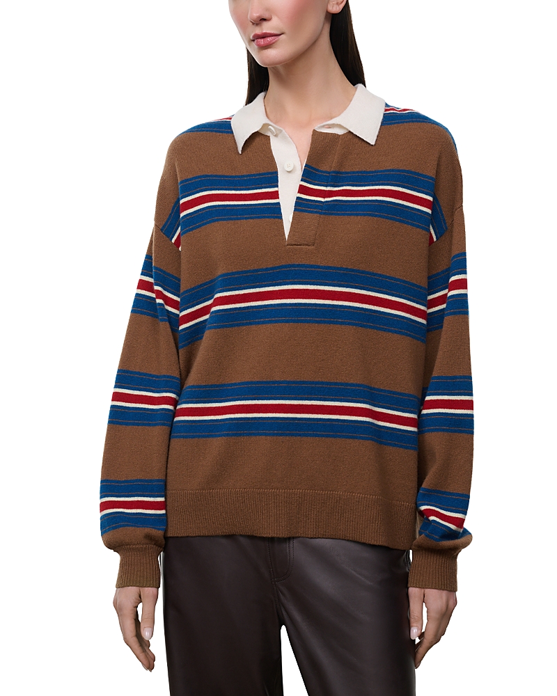 Staud Michael Collared Cashmere Sweater In Brown