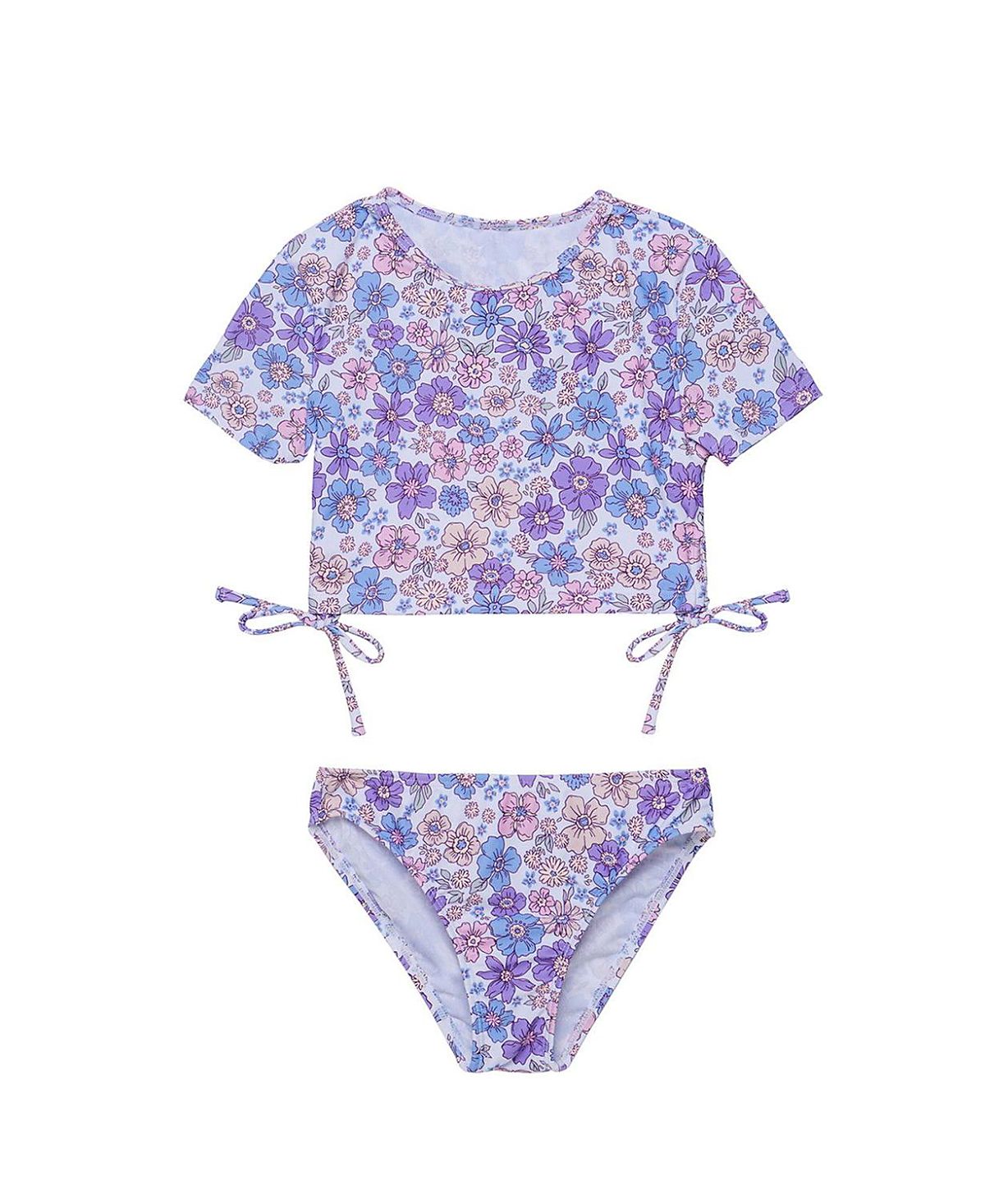 Gottex Kids Girls' Retro Short Sleeve Side Tie Swim Set - Little Kid, Big Kid