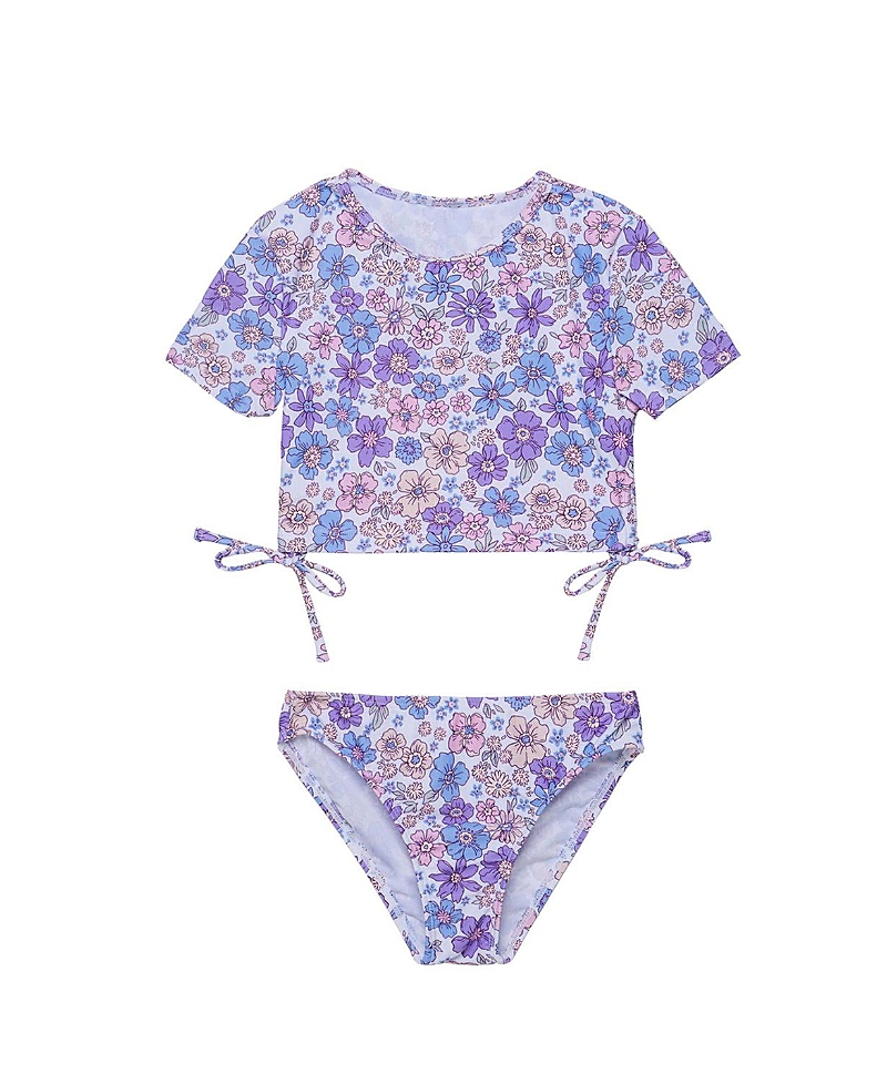 Gottex Kids Girls' Retro Short Sleeve Side Tie Swim Set - Little Kid, Big Kid