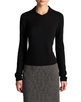 High V Neck Polo Long Sleeve Top