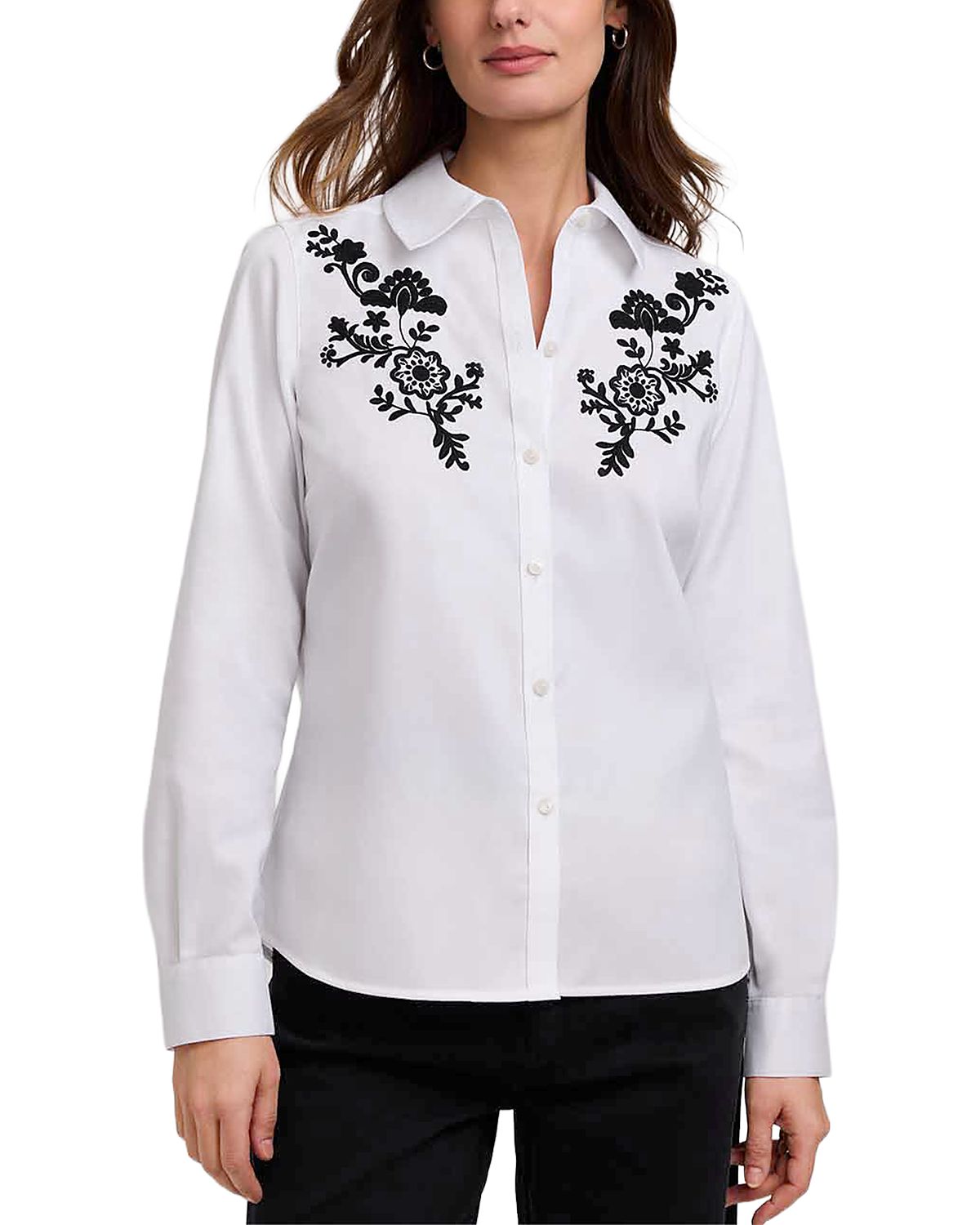 Foxcroft Hampton Embroidered Shirt
