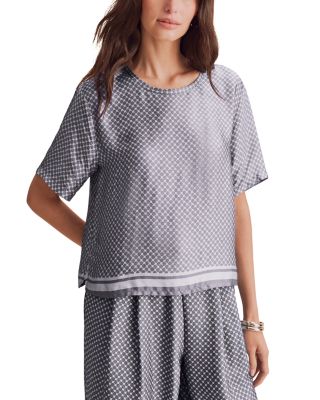 Violet Printed Short Sleeve Top