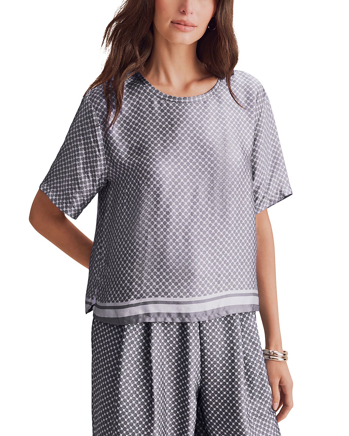 Splendid Violet Printed Short Sleeve Top