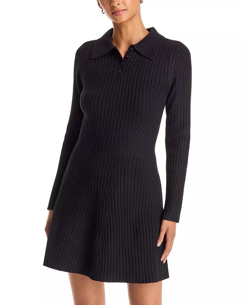 Aqua Poppaea Ribbed Mini Sweater Dress - Exclusive