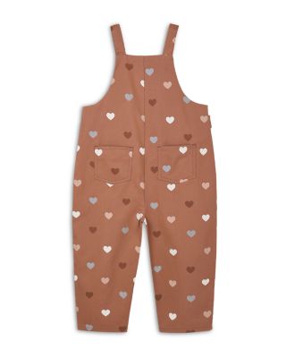 Girls' Cotton Ditsy Hearts Overalls - Baby