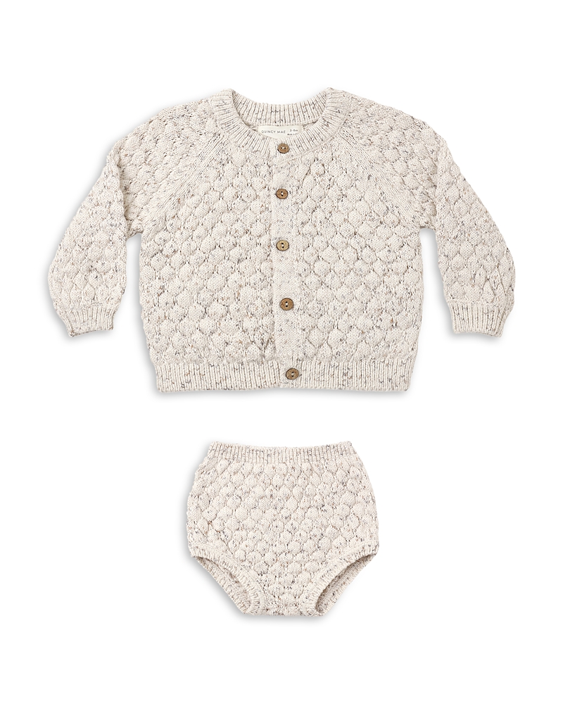 Quincy Mae Unisex Confetti Bubble Knit Cotton Cardigan & Bloomer Set - Baby
